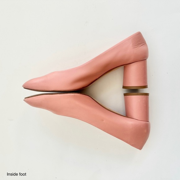 ZARA | BALLET SHOES GENUINE LEATHER ROUND TOE LOW PROFILE BLOCK KITTEN HEELS 38 - Picture 4 of 10